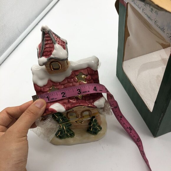 NIB Huntington Hand Painted Ceramic Candle Holder Gingerbread House Christmas - Picture 11 of 11